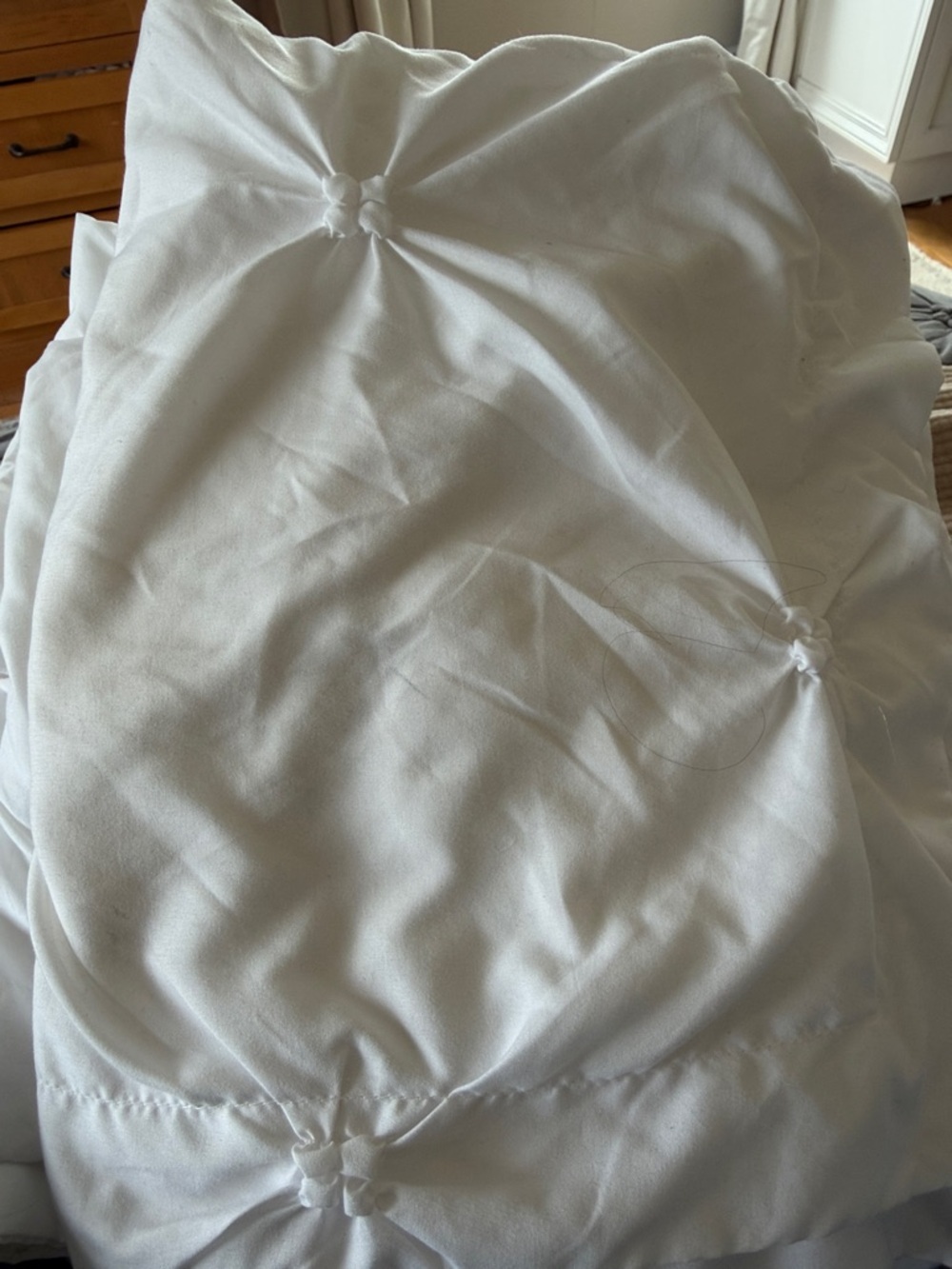 Great bay home white polyester tufted fabric twin duvet cover with 1 sham